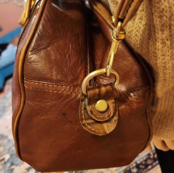 Vintage Jean Michel Cognac Top Handle Satchel with Croc Embossed Trim - Picture 5 of 16